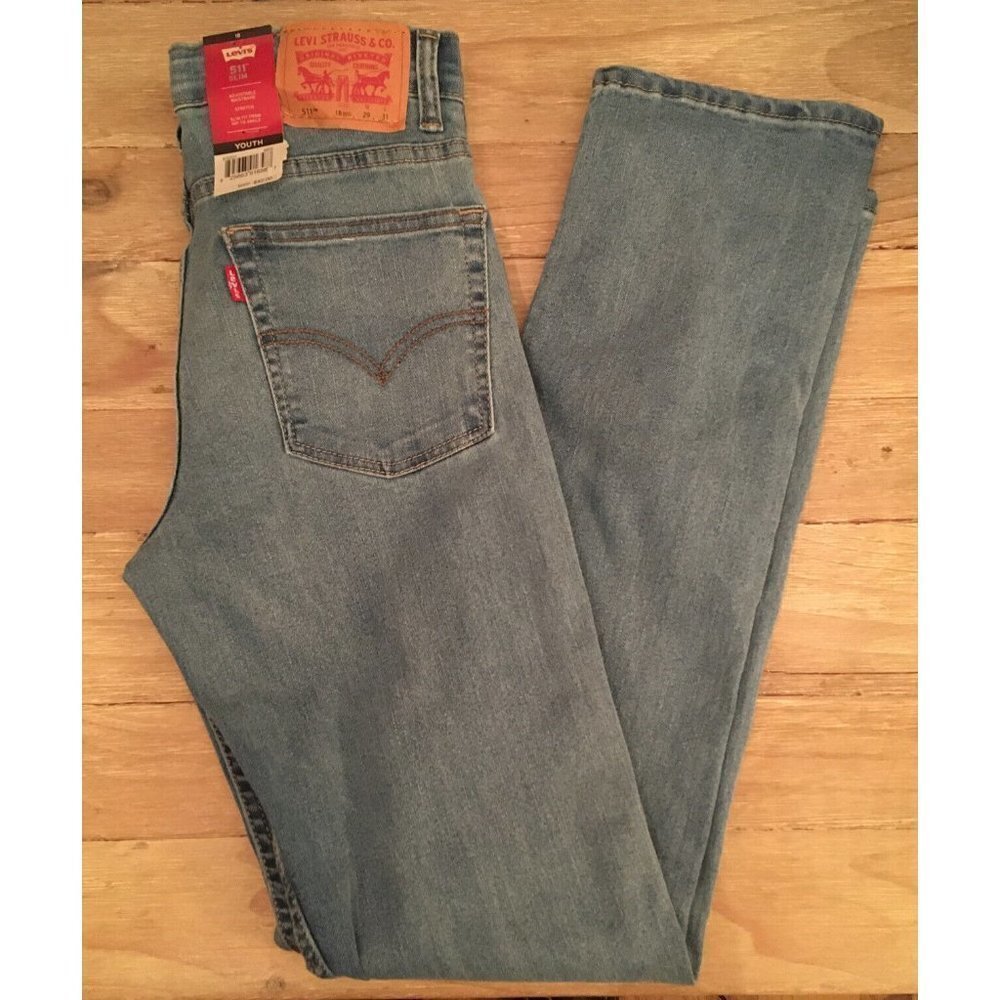 Levis 511 Slim Jean Stretch Denim Boys 18 (29 x 31) Adjustable Waist Medium Wash